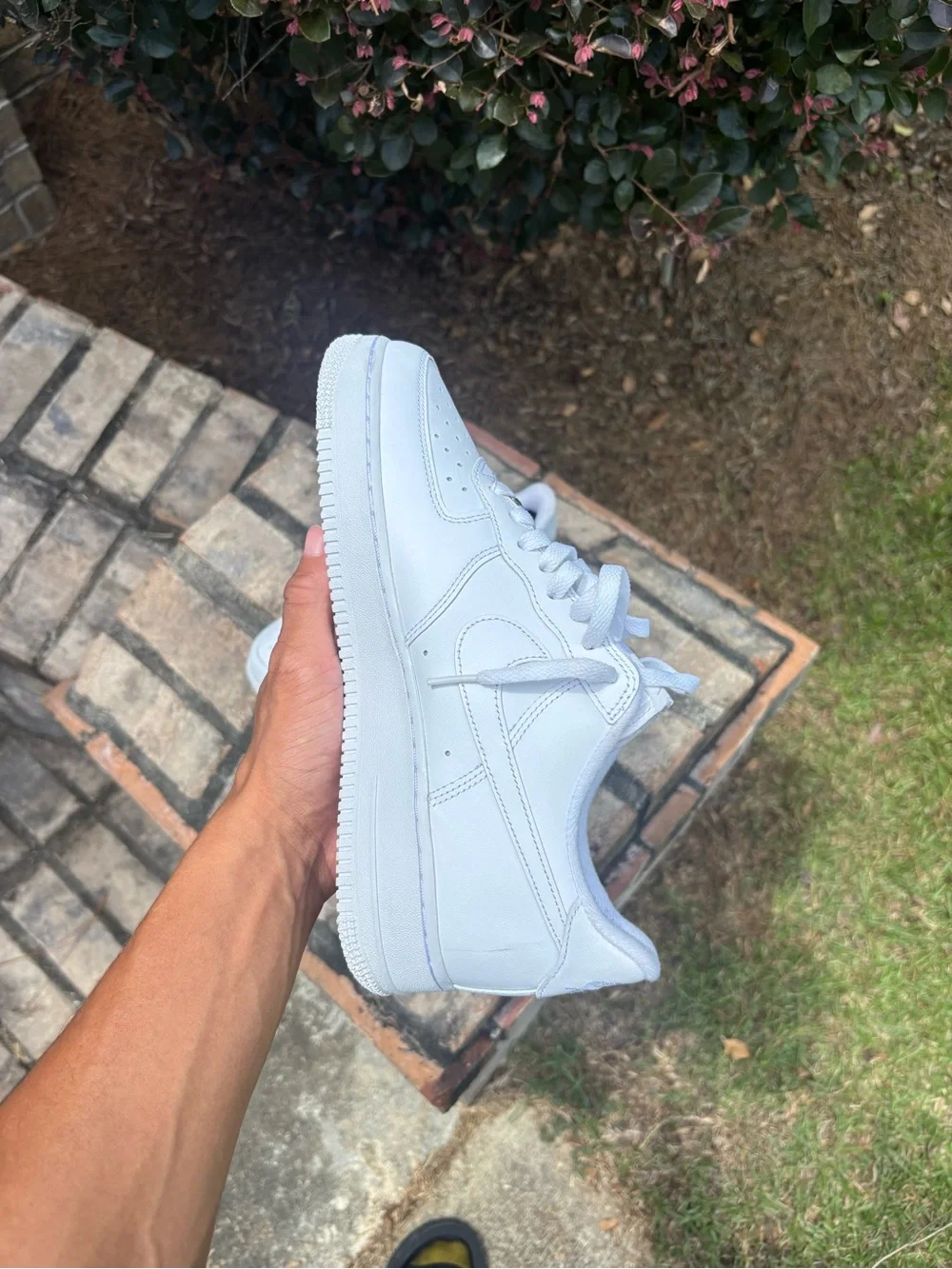 Nike White Low-Top Leather Sneaker with Red Supreme Box Logo
